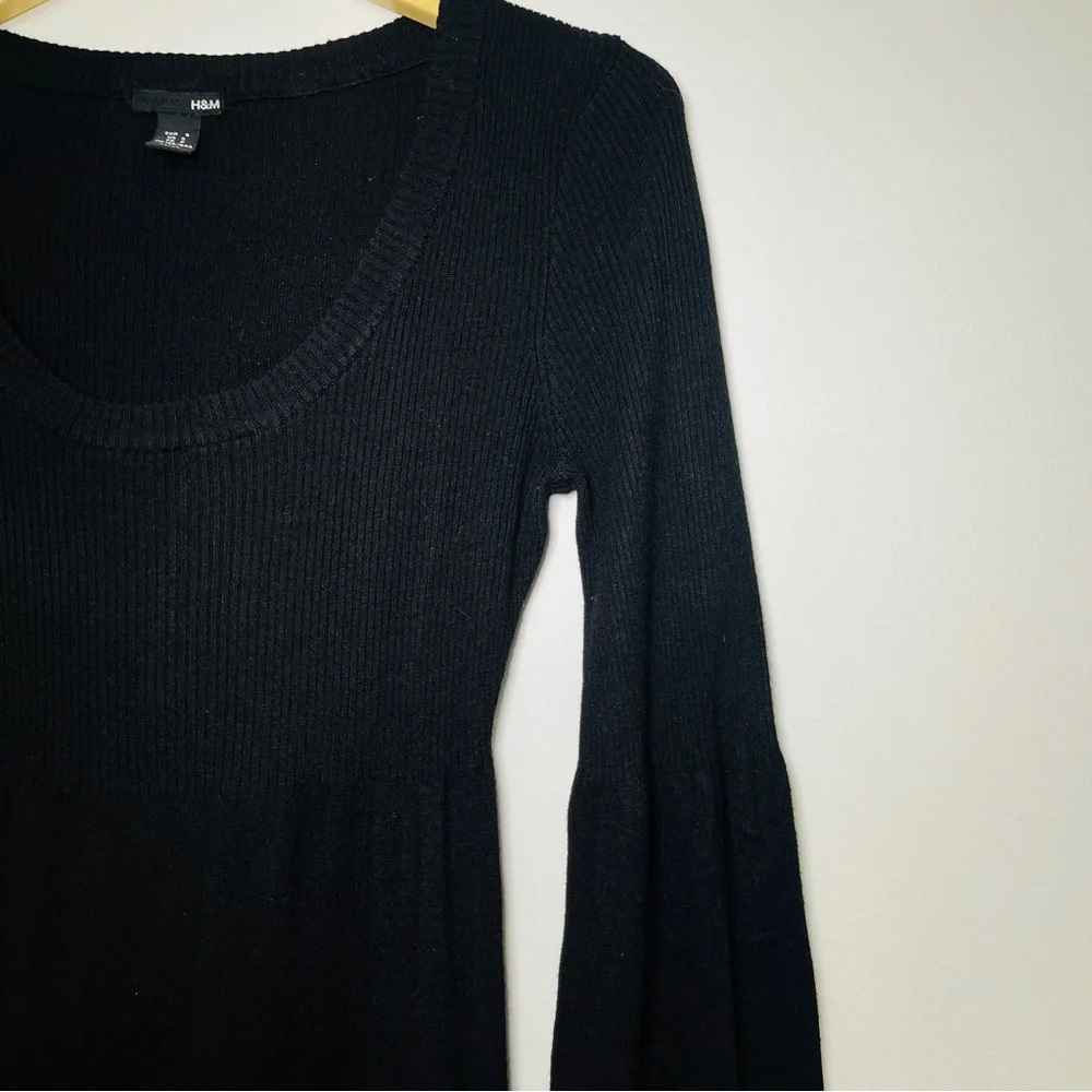 H&M- lightweight wool Black dress- Size S - Picture 6 of 12